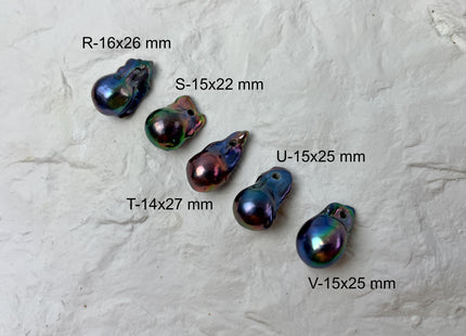 ONE Piece 14-21x24-28 mm AAA Large Hole Jumbo Peacock Baroque Pearl Beads Hole Size 2.2mm Genuine High Luster TearDrop Baroque #P2832