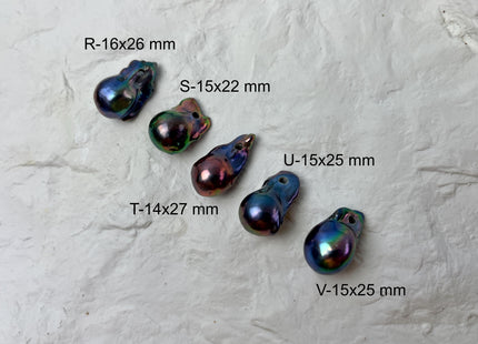 ONE Piece 14-21x24-28 mm AAA Large Hole Jumbo Peacock Baroque Pearl Beads Hole Size 2.2mm Genuine High Luster TearDrop Baroque #P2832