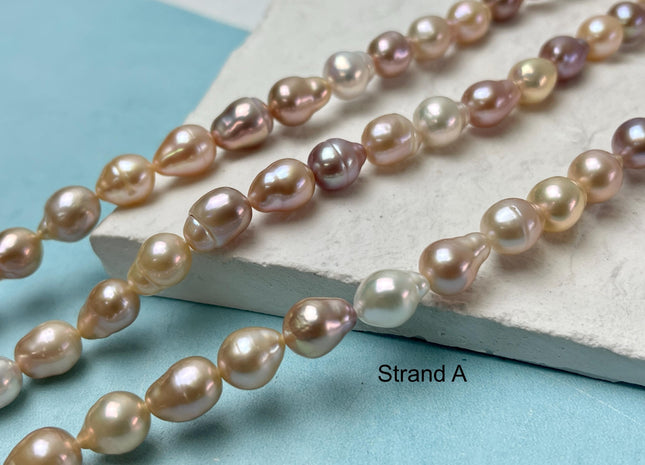 7-8x9-11 mm AA Rare Natural Mauve Edison Baroque Freshwater Pearl Beads Genuine High Luster Mixed White Mauve Pink Edison Pearls #P2780