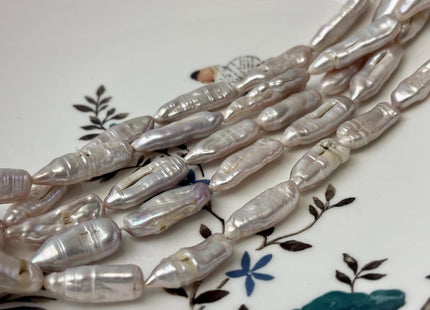 7-9x18-20 mm Natural Light Pink Biwa Stick Freshwater Pearls Genuine Natural Color Irregular Biwa Stick Pearl Beads B Grade #P2784