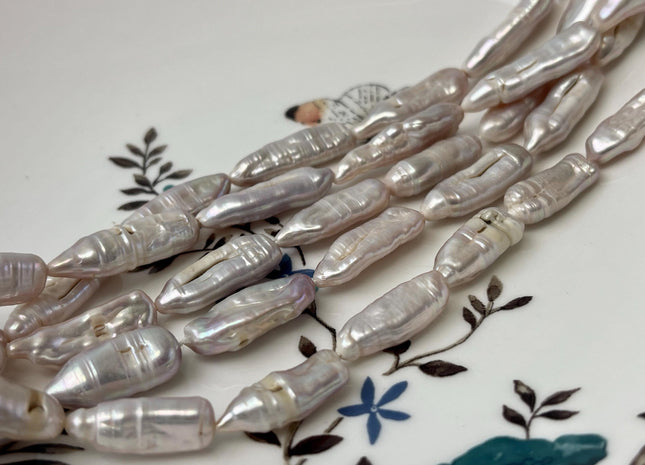 7-9x18-20 mm Natural Light Pink Biwa Stick Freshwater Pearls Genuine Natural Color Irregular Biwa Stick Pearl Beads B Grade #P2784