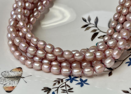 6.5-7x8 mm AA Mauve Pink Rice/Oval Freshwater Pearl Regular Or 1.5mm Large Hole #P2788