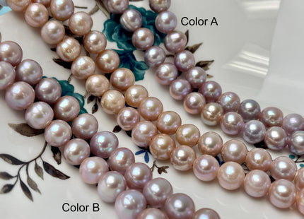 9.5-10.5 mm AA Half Strand Large Hole Natural Mauve Pink Freshwater Pearl 2.1 mm Hole Genuine Freshwater Off Round Pearl 21 Beads #P2785