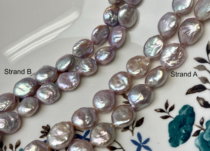 11-12mm AA Half Strand Natural Dark Mauve Purple Pink Large Hole Coin Freshwater Pearl Hole Size 1.5mm 14 Beads #P2836