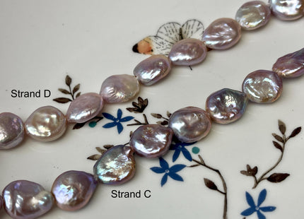 11-12mm AA Half Strand Natural Dark Mauve Purple Pink Large Hole Coin Freshwater Pearl Hole Size 1.5mm 14 Beads #P2836