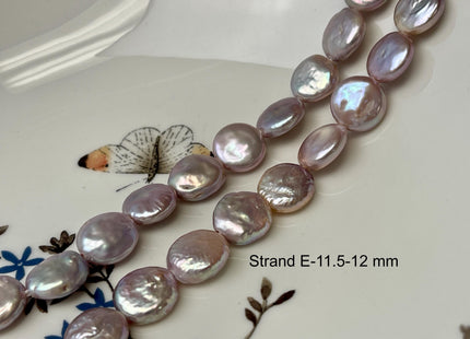 11-12mm AAA Half Strand Natural Dark Mauve Purple Pink Large Hole Coin Freshwater Pearl Hole Size 1.5mm 14 Beads #P2836