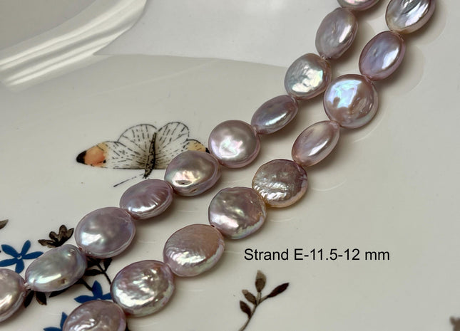 11-12mm AAA Half Strand Natural Dark Mauve Purple Pink Large Hole Coin Freshwater Pearl Hole Size 1.5mm 14 Beads #P2836