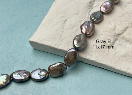 12x14-16 mm AA Freshwater Pearl Oval Coin Silver/Gray and Brown Color Cultured Pearl #143