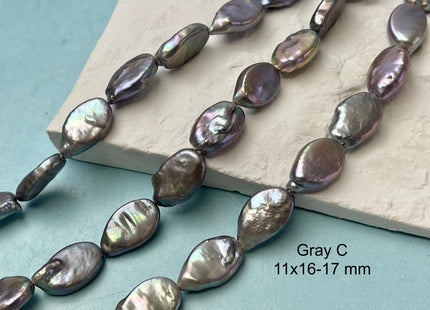12x14-16 mm AA Freshwater Pearl Oval Coin Silver/Gray and Brown Color Cultured Pearl #143