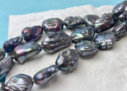 Large Hole Half Strand Freshwater Pearls Big Nugget Shape Hole 2.2mm Beads Size Approx. 25x16x12mm #765