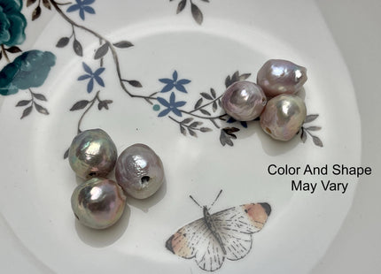 ONE Piece 12-17 mm AA Large Hole Jumbo Natural White Mauve Pink Gold Baroque Pearl Beads Hole Size 2.2mm Genuine Baroque Pearls #P2839