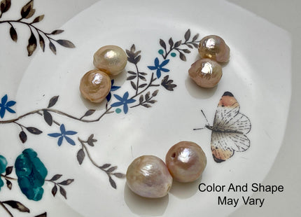 ONE Piece 12-17 mm AA Large Hole Jumbo Natural White Mauve Pink Gold Baroque Pearl Beads Hole Size 2.2mm Genuine Baroque Pearls #P2839