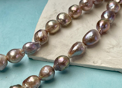 13-14x17 mm AAA Half Strand Large Hole Very Rare Dark Mauve Pink Baroque Pearl Bead Hole Size 2.2mm Iridescent Color Pearl 13 Beads #P2837