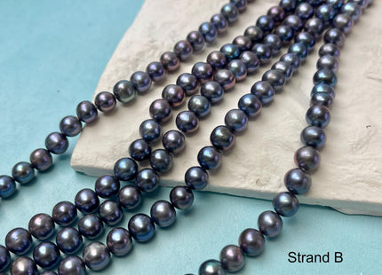 7-7.5mm AAA Blue Rainbow Peacock Off Round Freshwater Pearls Genuine Very Rare High Luster Peacock Pearls #P2840