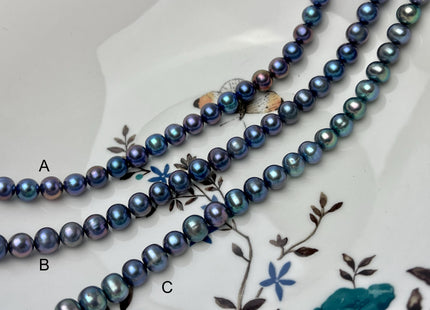 7-7.5mm AAA Blue Rainbow Peacock Off Round Freshwater Pearls Genuine Very Rare High Luster Peacock Pearls #P2840