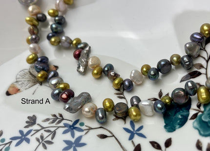 72 inches Mixed Coin Keshi Biwa Potato Pearl Finished Necklace White Pink Purple Green Gold Long Neckace Genuine Pearl Necklace #P2790