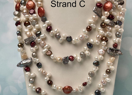 72 inches Mixed Coin Keshi Biwa Potato Pearl Finished Necklace White Pink Purple Green Gold Long Neckace Genuine Pearl Necklace #P2790