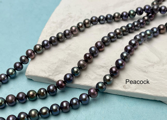 6 mm Potato Freshwater Pearl Beads Peacock, Dark Green, Medium Champagne OR Purple Genuine Cultured Freshwater Pearl Beads #647