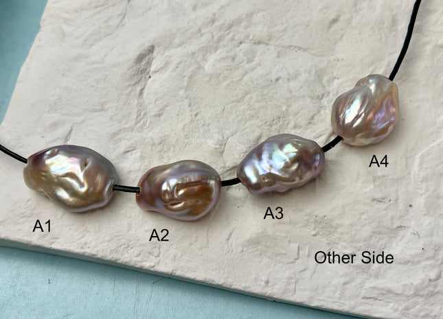 One-Of-A-Kind 17-19x23-25 mm AAA Large Hole Jumbo Natural Pink Mauve Baroque Pearl Hole Size 2.1mm Genuine High Luster Baroque Beads #P2842