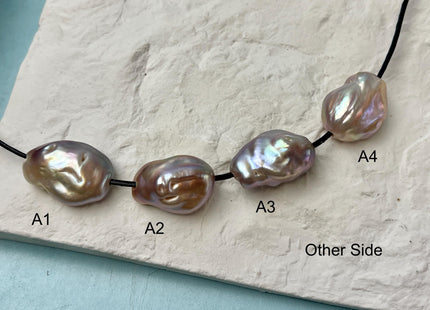 One-Of-A-Kind 17-19x23-25 mm AAA Large Hole Jumbo Natural Pink Mauve Baroque Pearl Hole Size 2.1mm Genuine High Luster Baroque Beads #P2842
