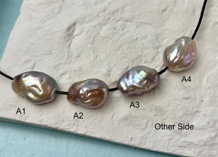One-Of-A-Kind 17-19x23-25 mm AAA Large Hole Jumbo Natural Pink Mauve Baroque Pearl Hole Size 2.1mm Genuine High Luster Baroque Beads #P2842