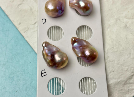 One Pair 14-15x22-24 mm AAA Natural Mauve Pink Large Baroque Pearl Genuine Large Baroque Pearl For DIY Earrings #P2844