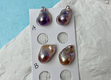 One Pair 14-15x22-24 mm AAA Natural Mauve Pink Large Baroque Pearl Genuine Large Baroque Pearl For DIY Earrings #P2844