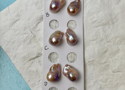 One Pair 14-15x22-24 mm AAA Natural Mauve Pink Large Baroque Pearl Genuine Large Baroque Pearl For DIY Earrings #P2844