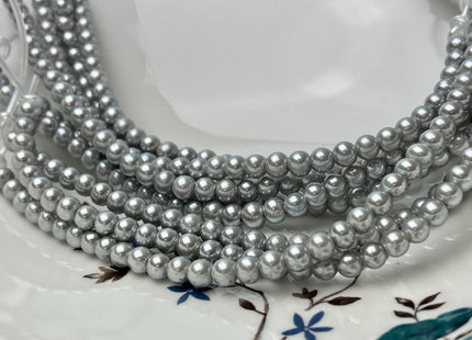 6mm AAA Extra Shiny HalfStrand Gray Round Large Hole Freshwater Pearl Genuine Super High Luster Pearl Hole Size 1.8mm 1.5mm 2.2mm #P2843