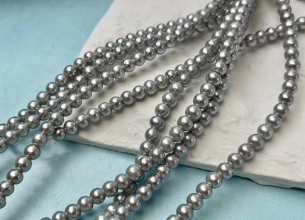 6mm AAA Extra Shiny HalfStrand Gray Round Large Hole Freshwater Pearl Genuine Super High Luster Pearl Hole Size 1.8mm 1.5mm 2.2mm #P2843