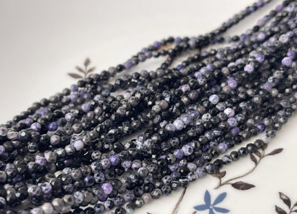 3 mm Faceted Round Purple Black Agate Gemstone Beads #507
