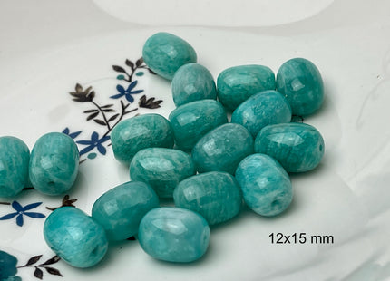 One Piece 9-12x12-15mm Natural Color Smooth Barrel Shape Green Amazonite Bead Genuine Natural Green Amazonite Bead #4518