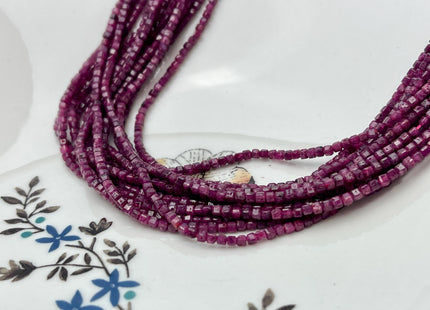 2-2.5mm 4-4.5mm Micro Faceted Cube Dice Square Shape Pink Ruby Tiny Gemstone Beads 15.5 Inches #4519