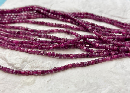2-2.5mm 4-4.5mm Micro Faceted Cube Dice Square Shape Pink Ruby Tiny Gemstone Beads 15.5 Inches #4519