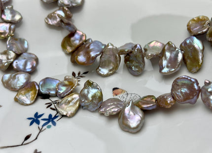 13-15x15-19 mm AAA Natural Champagne Or Seaweed Keishi Freshwater Pearl Beads Genuine Top Drilled Corn Flake Keishi Freshwater Pearls #1363