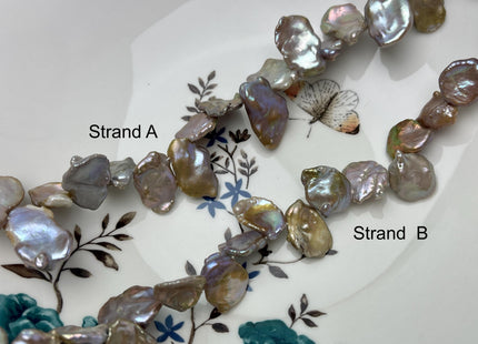 13-15x15-19 mm AAA Natural Champagne Or Seaweed Keishi Freshwater Pearl Beads Genuine Top Drilled Corn Flake Keishi Freshwater Pearls #1363
