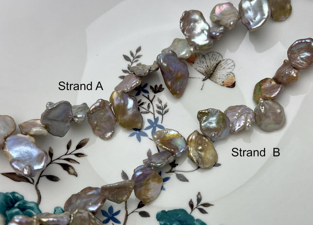 13-15x15-19 mm AAA Natural Champagne Or Seaweed Keishi Freshwater Pearl Beads Genuine Top Drilled Corn Flake Keishi Freshwater Pearls #1363