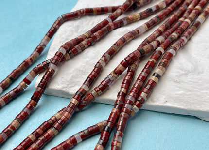 2x4mm Red Jasper Heishi Rondelle Shape Gemstone Loose Beads 15.5 Inches #4523