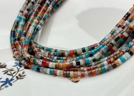 2x4mm Mixed Opal Green Agate Amethyst Carnelian Heishi Rondelle Shape Gemstone Loose Beads 15.5 Inches #4521