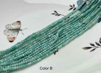 2 mm Natural Color Amazonite Gemstone Beads Blue Green Color Faceted Round Shape #4520