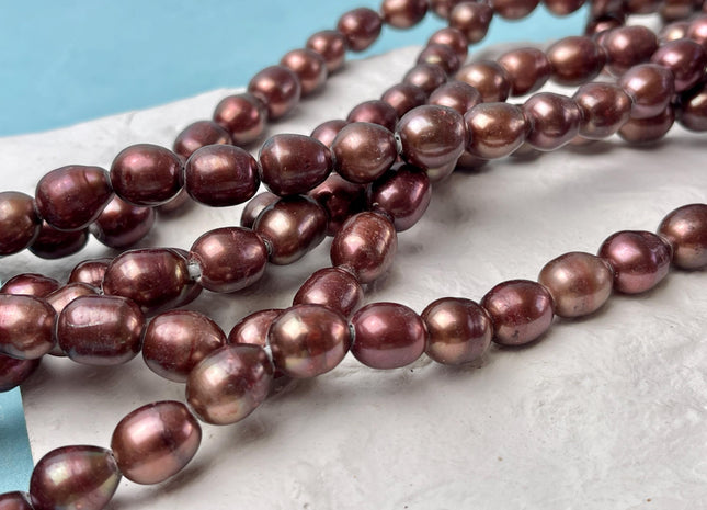 10x13 mm AA Large Hole Brick Red Freshwater Pearl Beads Rice/Oval Shape Hole 2.2mm Genuine Freshwater Pearl Brick Color #1084