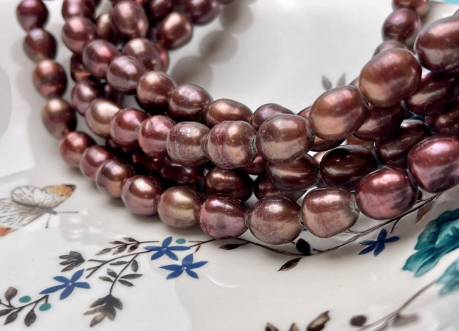 10x13 mm AA Large Hole Brick Red Freshwater Pearl Beads Rice/Oval Shape Hole 2.2mm Genuine Freshwater Pearl Brick Color #1084