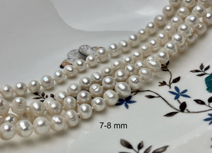 54" Hand Knotted 7-9mm AA Potato Freshwater Pearl Necklaces Natural White OR Pink Genuine Cultured Pearl Long Bridal Necklace #304