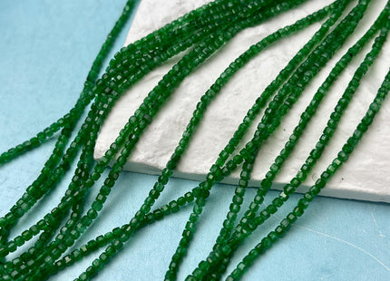 2 mm Micro Faceted Cube Dice Square Shape Canadian Nephrite Jade Tiny Gemstone Beads 15.5 Inches #4525