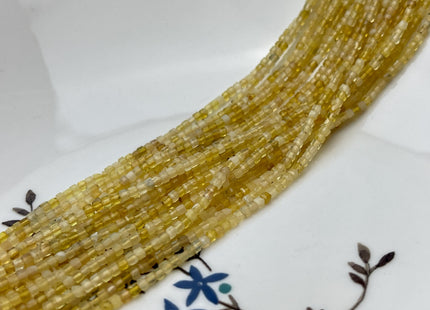 2 mm Micro Faceted Cube Dice Square Shape Yellow Opal Tiny Gemstone Beads 15.5 Inches #4529