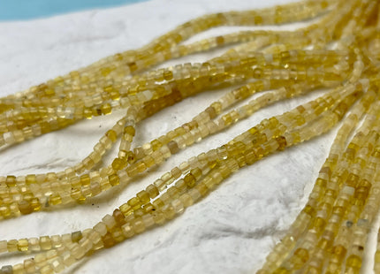 2 mm Micro Faceted Cube Dice Square Shape Yellow Opal Tiny Gemstone Beads 15.5 Inches #4529