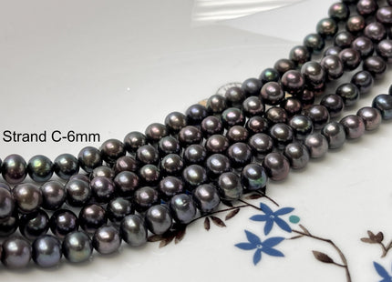 5mm 6mm AAA Dark Gray Peacock Color Freshwater Pearl Bead Genuine Peacock Near Round Pearls #P2793