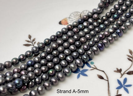 5mm 6mm AAA Dark Gray Peacock Color Freshwater Pearl Bead Genuine Peacock Near Round Pearls #P2793
