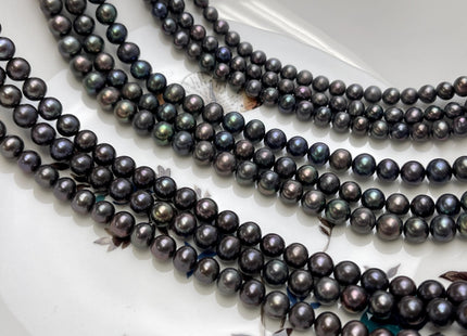 5mm 6mm AAA Dark Gray Peacock Color Freshwater Pearl Bead Genuine Peacock Near Round Pearls #P2793