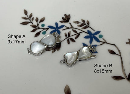 8x20 mm 925 Sterling Silver/Gold Extra Shiny Double Heart Shape Clasp Sterling Silver Findings Mother Of Pearl Silver Clasps #10283